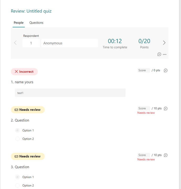 Microsoft Forms - Quiz Questions assigned Zero points are being marked ...