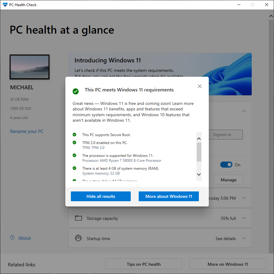 Windows 11 upgrade incompatible, Health check says it is - Microsoft Q&A