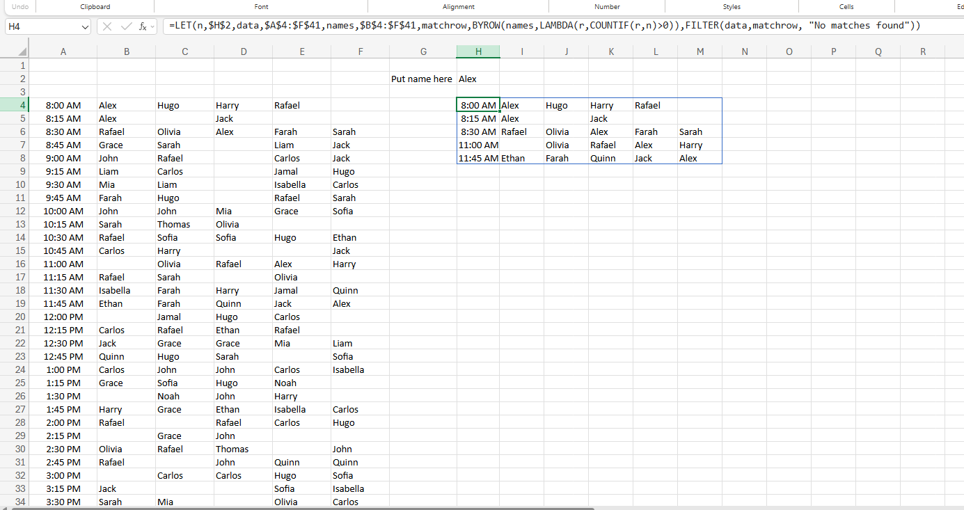 Extract names, date, time from a rota in Excel - Microsoft Q&A
