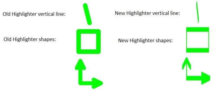 Behavior of highlight pen shapes changed in OneNote - Thin vertical ...
