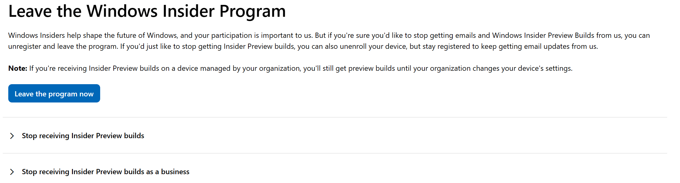 How to leave the Windows Insider Program if the option is greyed out ...
