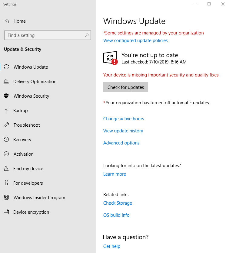 Your organization has turned off automatic updates - Microsoft Q&A