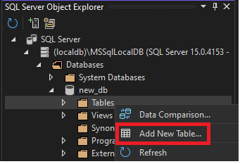Table option is not availble in design part in M S Visual studios 2022 ...