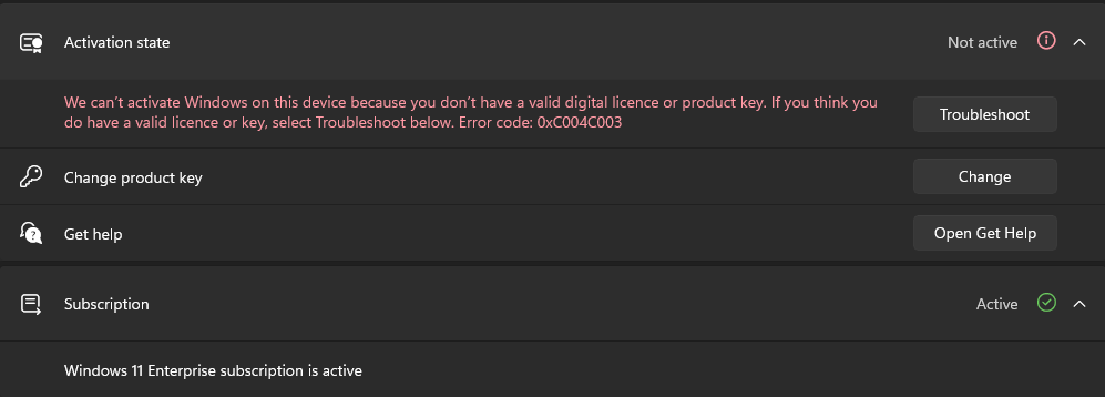 Activate Windows watermark while having an active 11E subscription ...