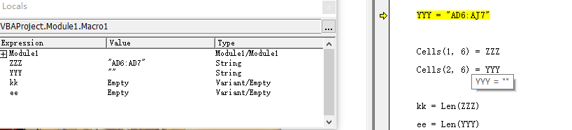 In sample sample macro. Using F8. Placing curser on ZZZ shows correct ...