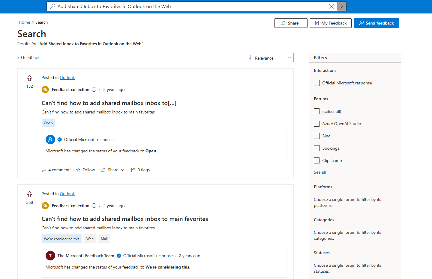 Add Shared Inbox to Favorites in Outlook on the Web (not desktop app ...