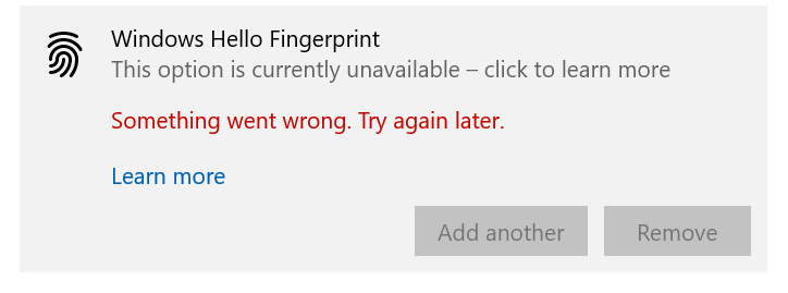 Fingerprint sensor not working - Microsoft Q&A