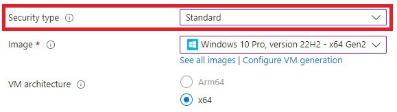 azure security type standard