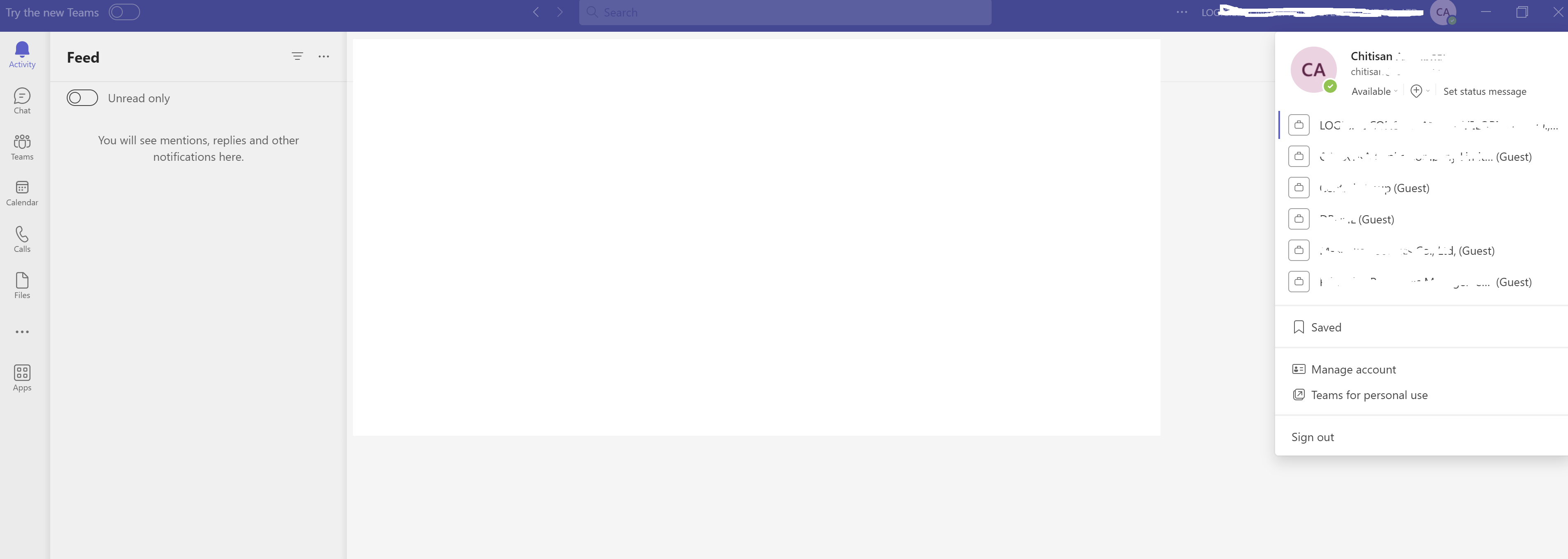 I cannot access to my organization when switched from the Microsoft ...