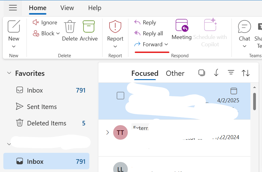 I can no longer see the forward or reply arrow on an email in my inbox ...