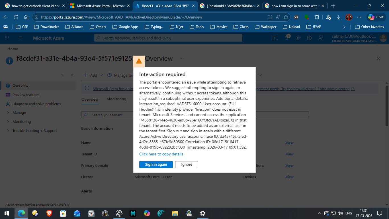log in problem and manage entra id problem - Microsoft Q&A