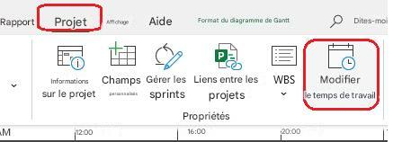 RapportProjetAffichageAideFormat du diagramme de GanttDites-moiInformations sur le projetChamps personnalisésGérer les sprintsLiens entre les projetsWBSLModifier le temps de travailPPropriétésM12:0016:0020:00