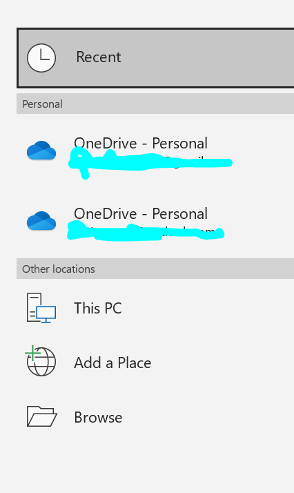 Removing personal onedrive folder as save option for word, PPt etc. -  Microsoft Q&A