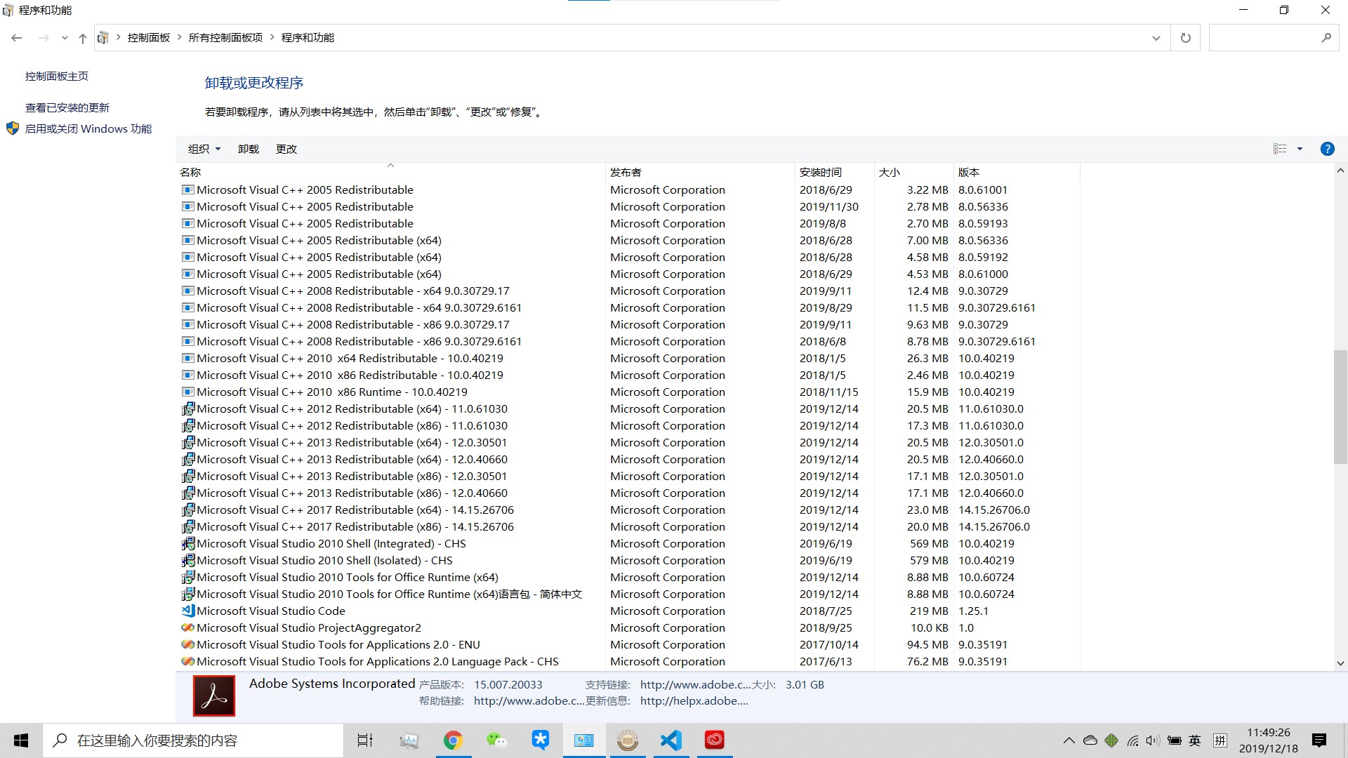 There are toooooo many versions of Microsoft Visual C++ Redistributable ...