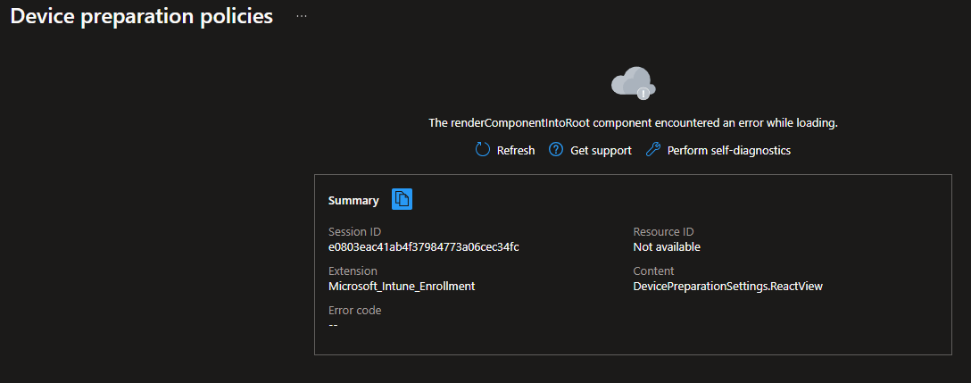 Cannot access Device preparation policies page on Intune - Microsoft Q&A