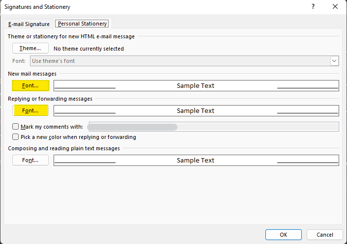 Email signature formats bold on replies and forwards only - Microsoft Q&A