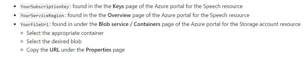 Bad Request while calling Speech to Text API - Microsoft Q&A