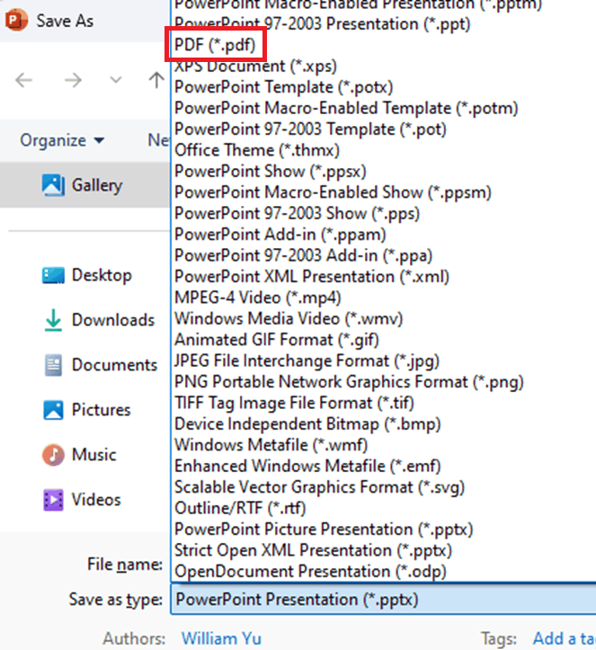 When I save my PP as a PFD it turns black n white. How do I fix this ...