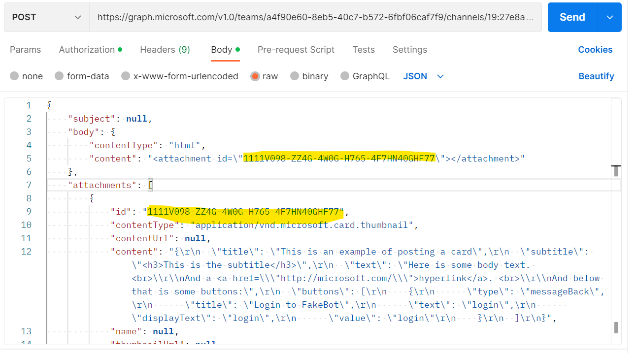 How to send adaptive card templates with Graph API ? - Microsoft Q&A
