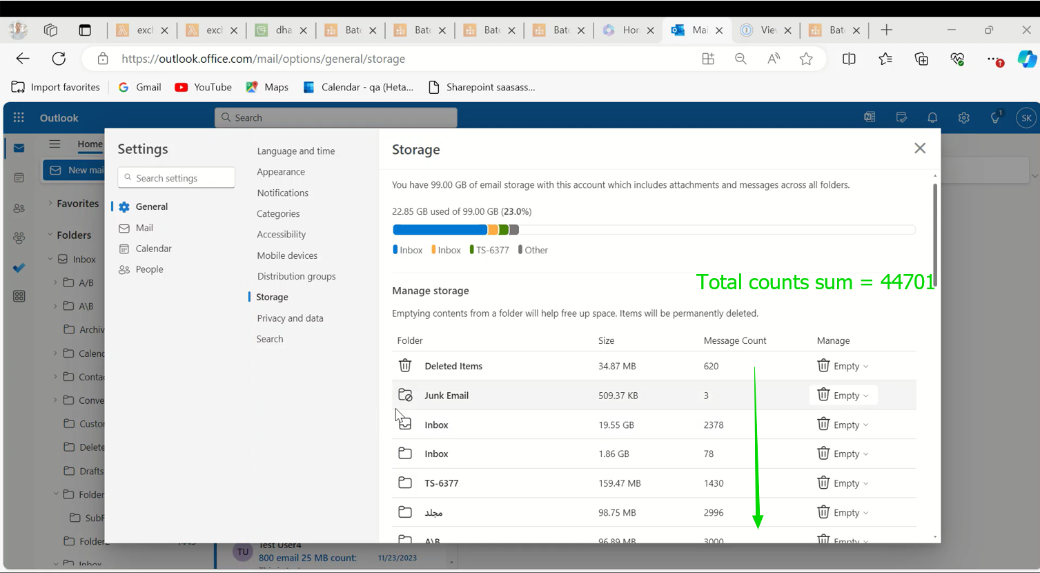 Why Total Messages Count From outlook Storage statistics not exactly ... image.
