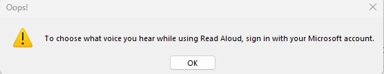 'Read Aloud' is asking me to sign in but I am sign in? - Microsoft Q&A