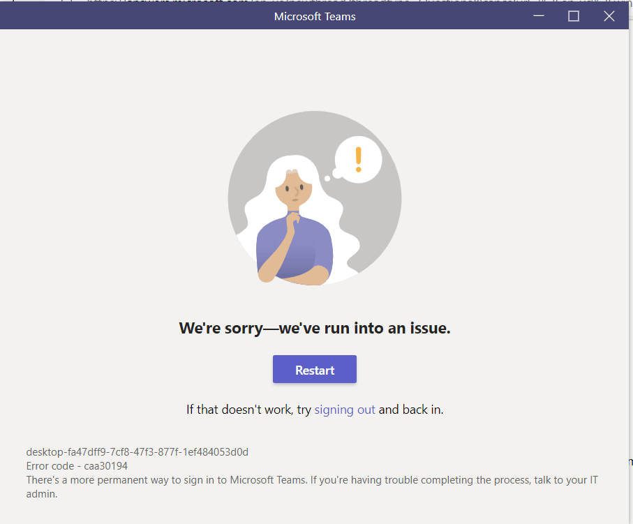 Cant sign in Work or school account 