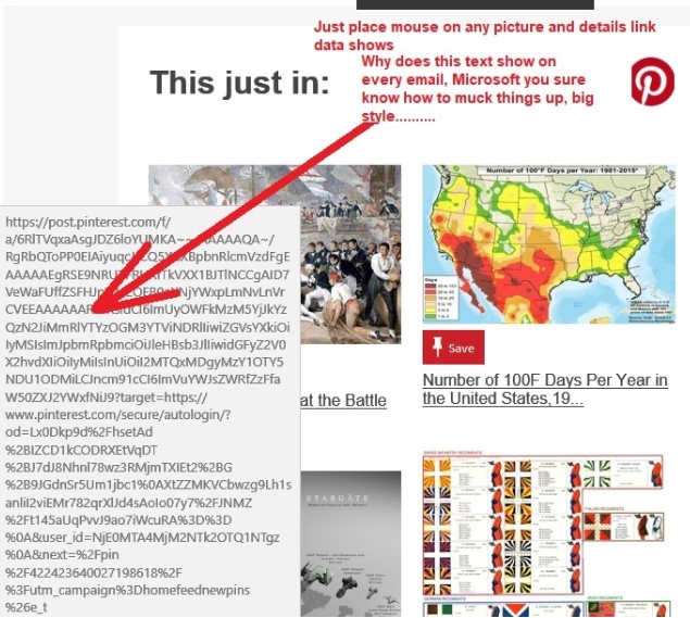 Hyperlink shows whenever mouse is hovered over a picture in an email in ...
