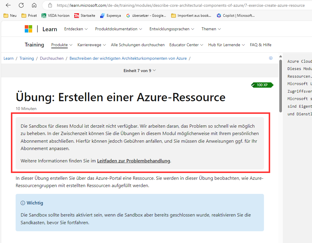 2025-01-07 08_07_44-Übung_ Erstellen einer Azure-Ressource - Training _ Microsoft Learn und 5 weiter