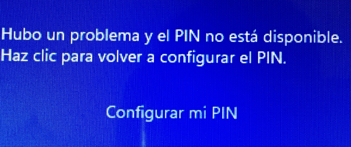 “Hubo un problema y el PIN no está disponible, Haz click en para volver ...