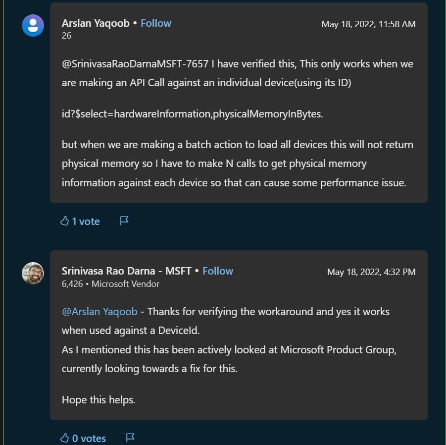 Microsoft Graph Api - Physical Memory Info for Managed Devices is not ...