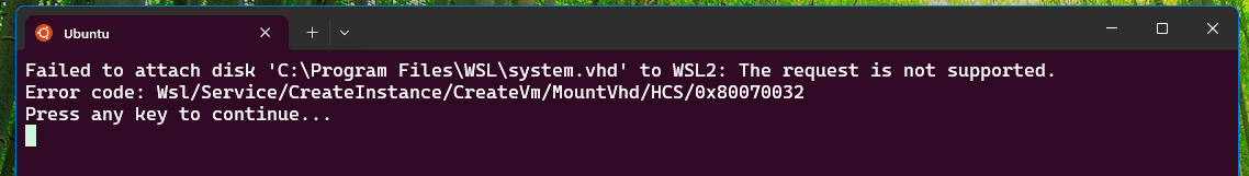 Wsl2 error after updating to 24h2. - Microsoft Q&A
