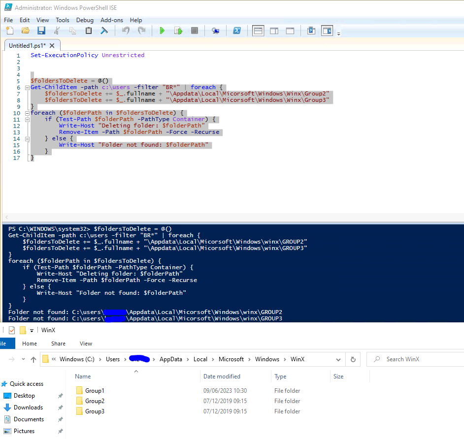 Powershell script to delete folders under Winx - Microsoft Q&A