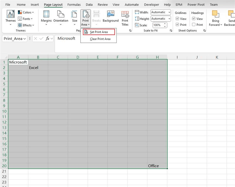 why are some but not all grid lines printing on my excel spread sheet