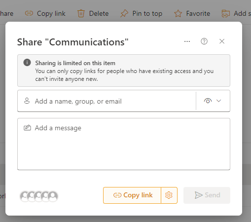 In SharePoint, is copying a link just for 