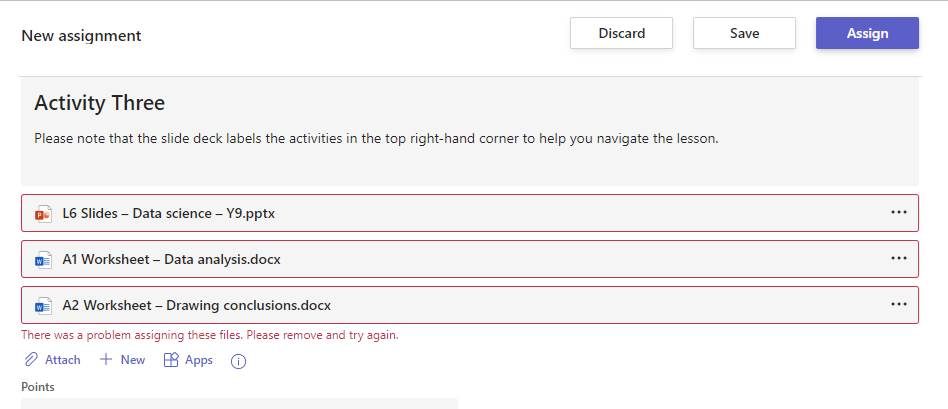 Teams assignment attachment error - Microsoft Q&A