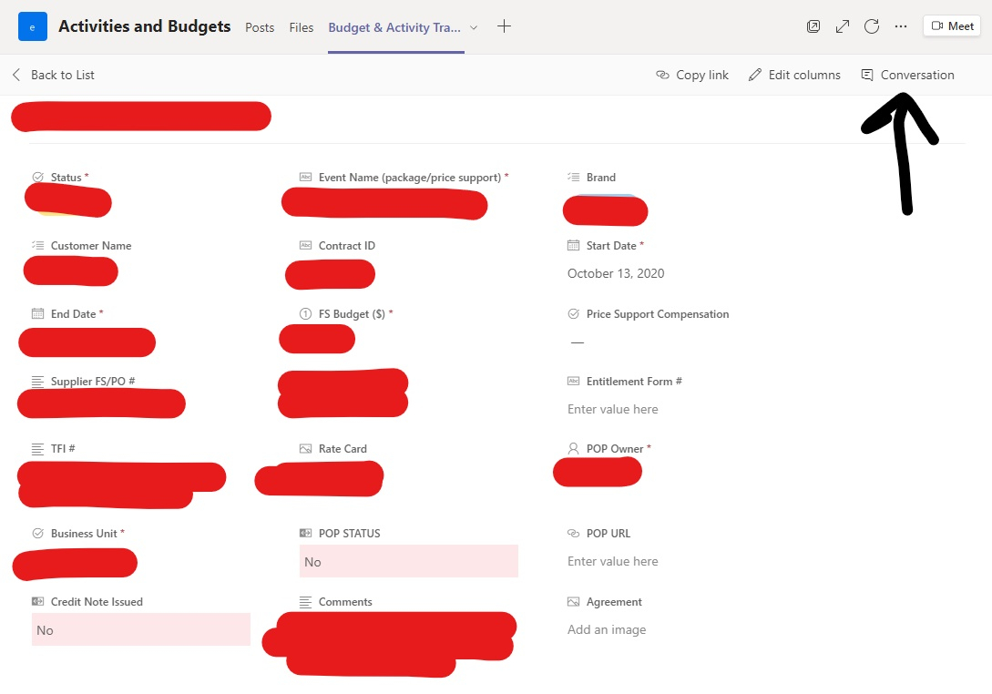 Conversation Tab stopped working within the Microsoft List Tab in Teams ...