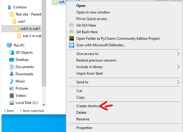 Can't make OneDrive shortcut for a parent folder and one for subfolder ...