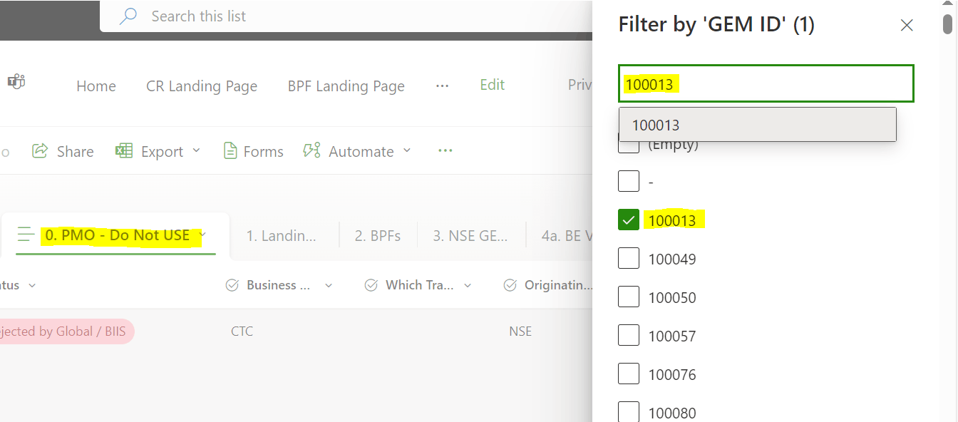 SharePoint list view filter issue for a column - Microsoft Q&A