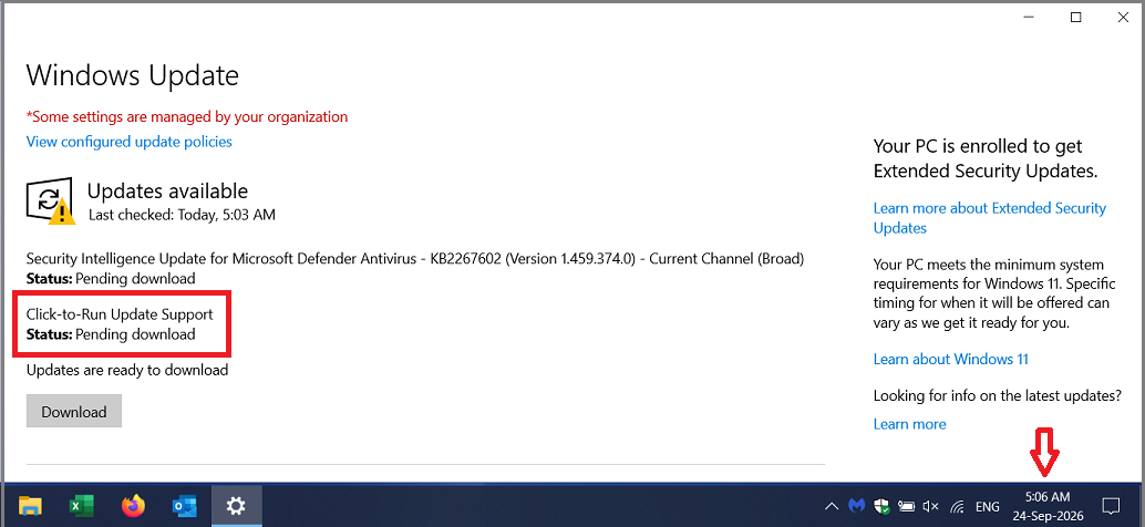 1 - Windows Update Install Click-to-Run Update Support 24 Sep 2026