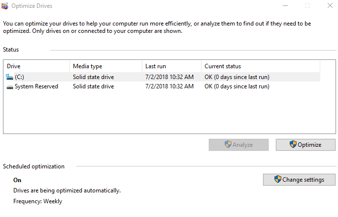 Optimize drive - does not show in list - Microsoft Q&A