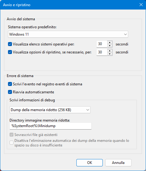 Avvio e ripristino