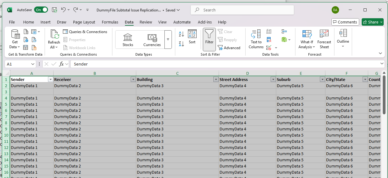 Subtotal function ignoring Row 1 as column headers when using row ...