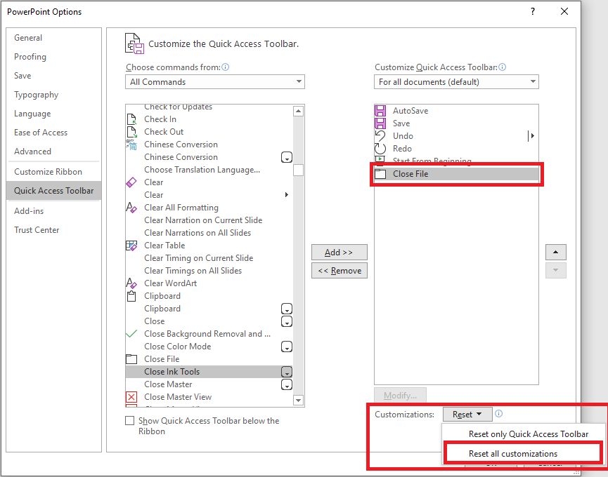 PowerPoint Quick Access Toolbar 