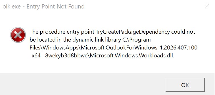 Outlook NEW Error