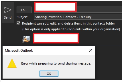 Error while preparing to send sharing message - Microsoft Q&A