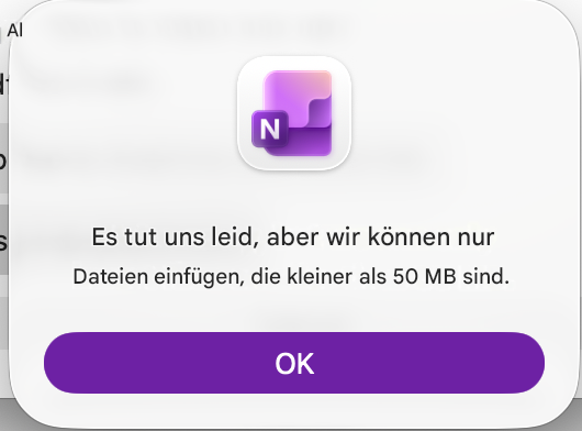 AlNEs tut uns leid, aber wir können nur Dateien einfügen, die kleiner als 50 MB sind.OK