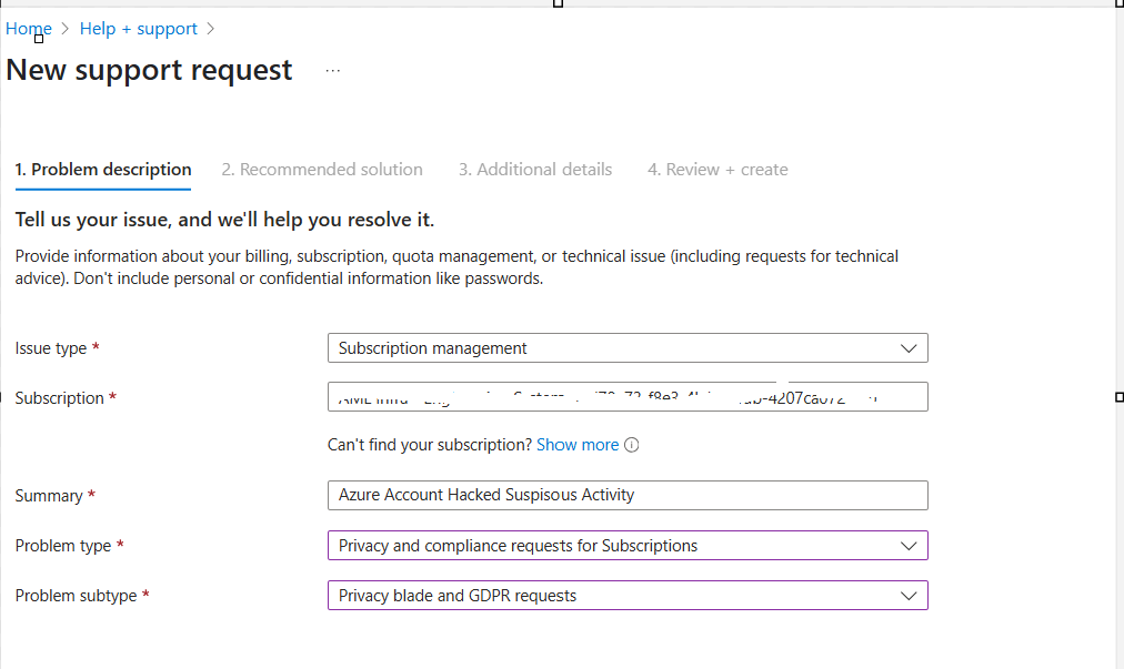Azure Account Hacked Suspisous Activity - Microsoft Q&A