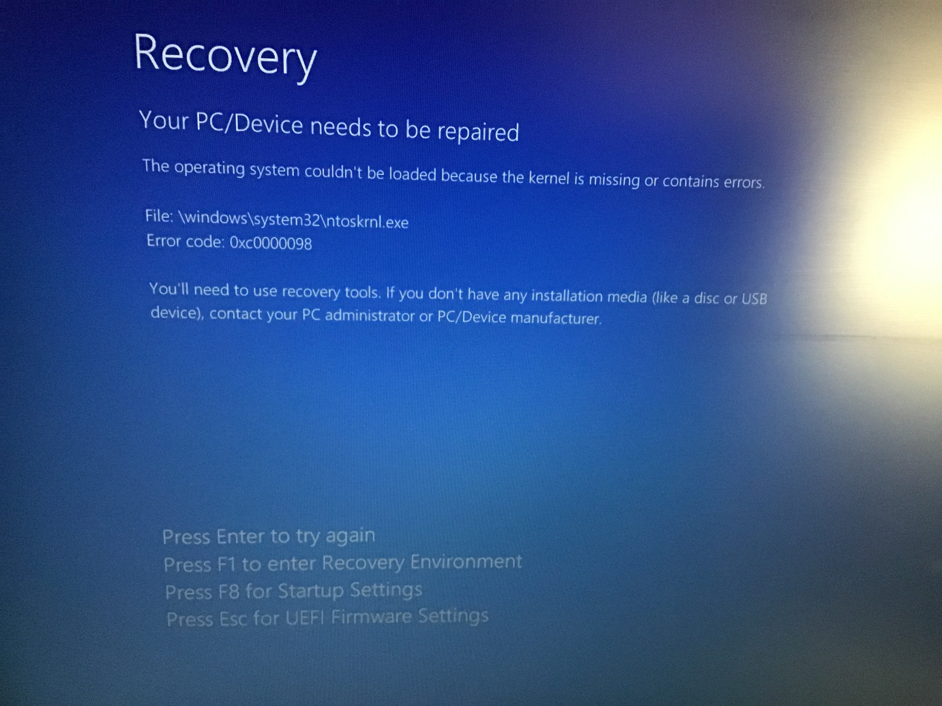 Error Code 0xc0000098 - Microsoft Q&A