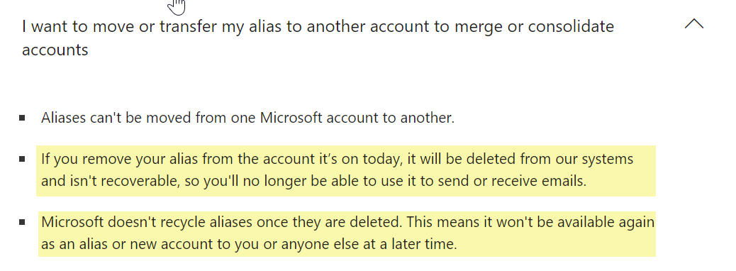 Closing account to use email as alias? - Microsoft Q&A