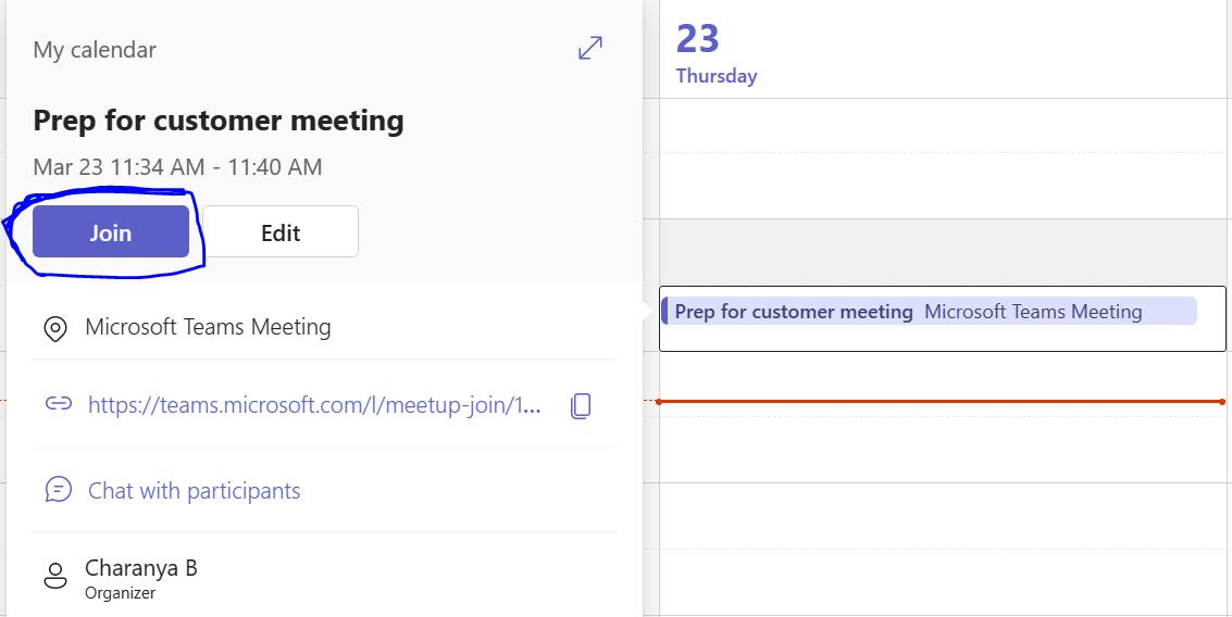 Also please check if you are able to see the join button if you click on the meeting from Teams.